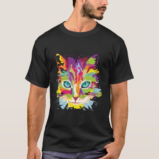 T-shirt Face de chat multicolore (Devant)