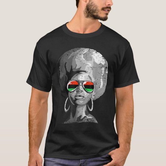 T-shirt Face de femme noire Reine Afro (Devant)