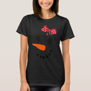 T-shirt Face De Snowman Avec Carotte Nez Neige Snowgirl Ro