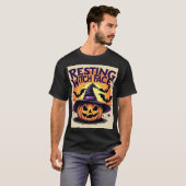 T-shirt Face de sorcière de repos - Drôle Citrouille d'Hal (Devant entier)