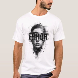 T-shirt face "ERREUR" d'art de Glitch | Digita Cyb