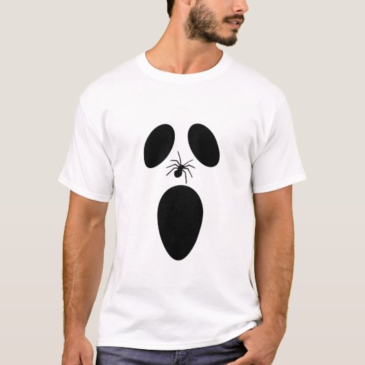 T-shirt Face fantôme noir et blanc d'Halloween (Devant)
