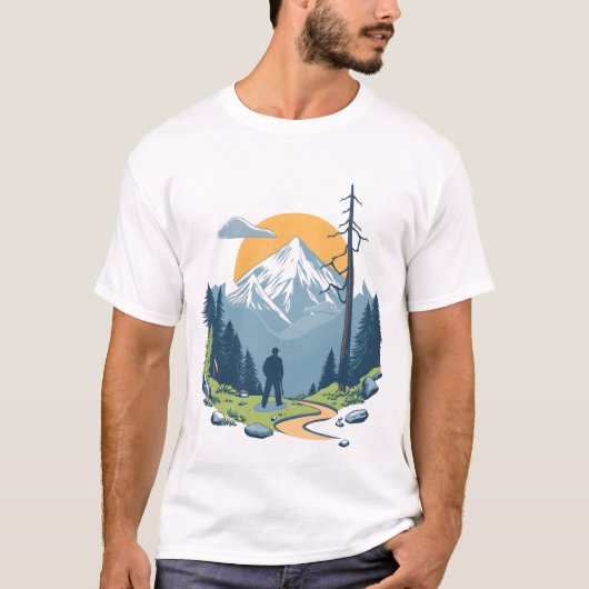 T-shirt Face the Mountains – Nature Adventure Graphic Tee (Devant)
