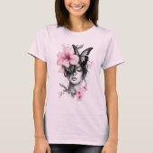 T-shirt face woman nature butterfly (Devant)