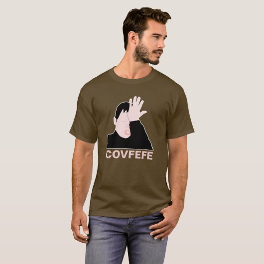 T-shirt facepalm Covfefe noir personnalisable (Devant entier)