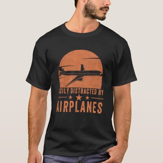 T-shirt Facile À Distraire Par Les Avions Toddler Hommes F (Devant)