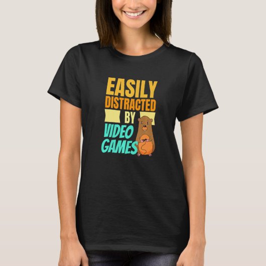 T-shirt Facile Distrait Par Jeux Vidéo Jeu Nerd (Devant)