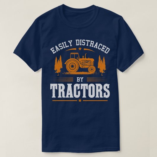 T-shirt Facilement Distracté Par Les Tracteurs (Design devant)
