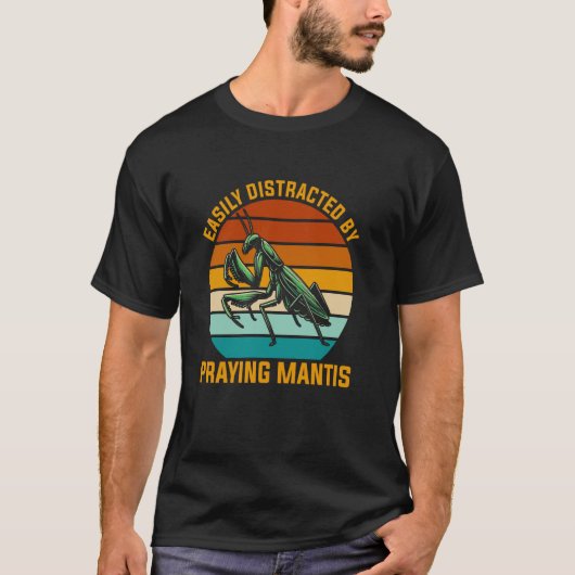 T-shirt Facilement Distrait En Priant Mantis Bug Catching (Devant)