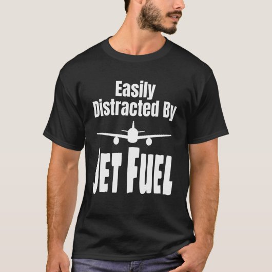 T-shirt Facilement Distrait Par Avion Pilote Jet Fuel Avia (Devant)