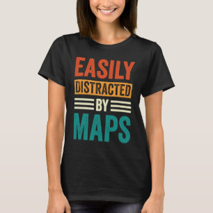 T-shirt Facilement Distrait Par Cartes Professeur De Géogr