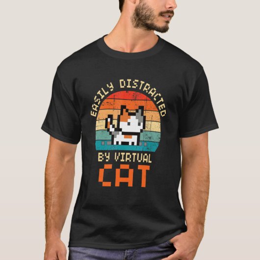 T-shirt Facilement Distrait Par CHAT Chat Virtuel de Jou (Devant)