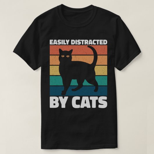 T-shirt Facilement Distrait Par Chats Cute Kitten Chat Pro (Design devant)
