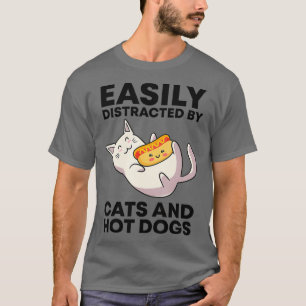 T-shirt Facilement Distrait Par Chats Et Hotdogs Kawaii Ch