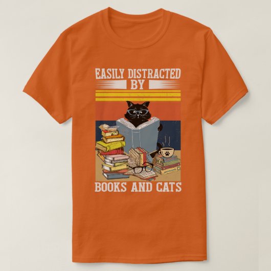T-shirt Facilement Distrait Par Chats Et Livres Joli Livre (Design devant)