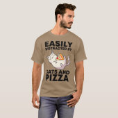 T-shirt Facilement Distrait Par Chats Et Pizza Kawaii Chat (Devant entier)