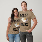 T-shirt Facilement Distrait Par Chats Et Pizza Kawaii Chat (Unisexe)