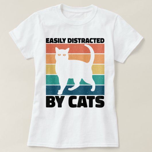 T-shirt Facilement Distrait Par Chats kitty kawaii Funny C (Design devant)
