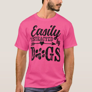 T-shirt Facilement Distrait Par Chiens Drôle Amoureux des