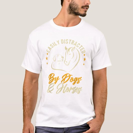 T-shirt Facilement Distrait Par Chiens Et Chevaux Chien Ma (Devant)