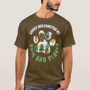 T-shirt Facilement Distrait Par Chiens Et Vêtements Plante
