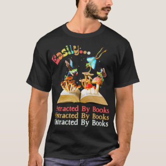 T-shirt Facilement distrait par des livres de grenouille d