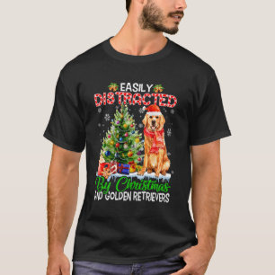 T-shirt Facilement Distrait Par Et Golden Retrievers Xmas