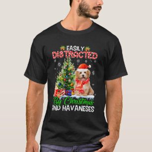 T-shirt Facilement Distrait Par Et Havaneses Chien Xmas Po