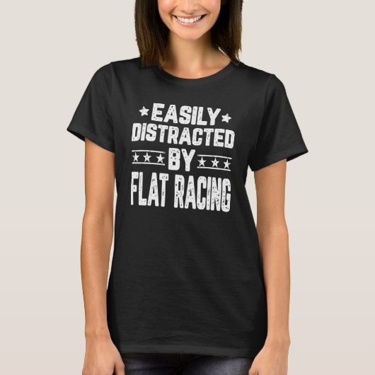 T-shirt Facilement Distrait Par Flat Racing Horse Racer (Devant)