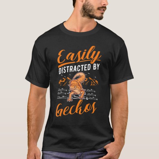 T-shirt Facilement Distrait Par Geckos (Devant)