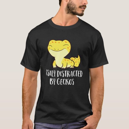 T-shirt Facilement Distrait Par Geckos Cute Leopard Lizard (Devant)