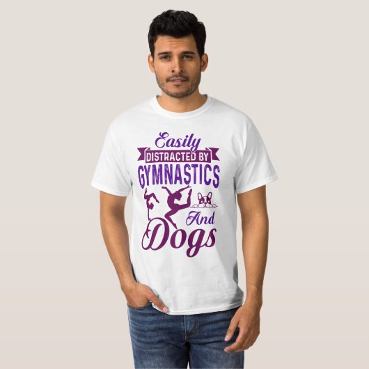 T-shirt Facilement distrait par la gymnastique et les chie (Devant entier)