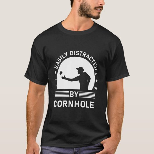 T-shirt Facilement Distrait Par Le Cornhole (Devant)