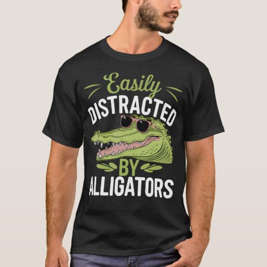 T-shirt Facilement Distrait Par Les Alligators Drôles D'Al (Devant)