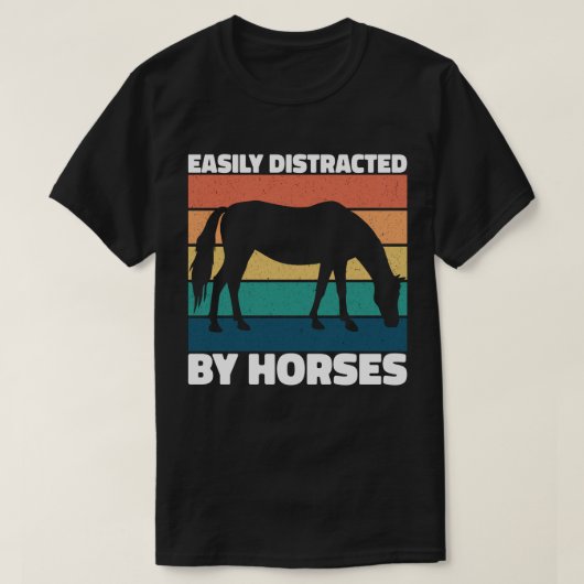 T-shirt Facilement Distrait Par Les Amateurs De Chevaux Mi (Design devant)