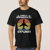 T-shirt Facilement Distrait Par Les Avions (Devant)