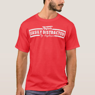 T-shirt Facilement Distrait Par Les Avions Drôle Pilote Sl