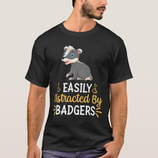 T-shirt Facilement Distrait Par Les Badgers (Devant)