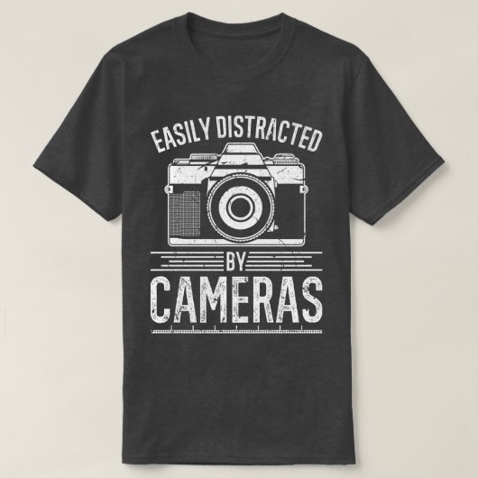 T-shirt Facilement Distrait Par Les Cameras Femmes Hommes (Design devant)