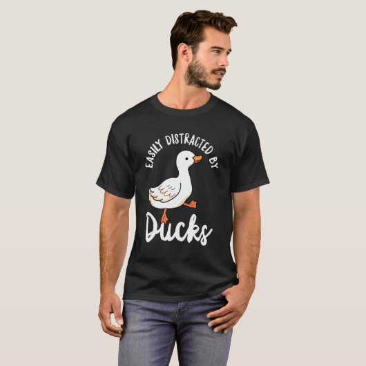 T-shirt Facilement Distrait Par Les Canards Mignons Marche (Devant entier)