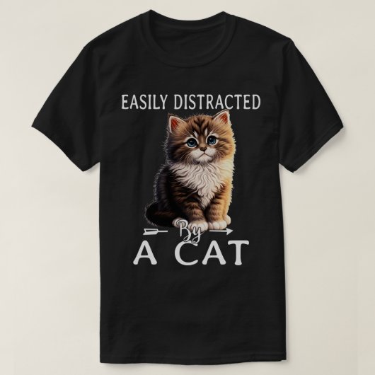 T-shirt Facilement distrait par les chats (Design devant)