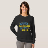 T-shirt Facilement Distrait par les Chats (Devant entier)
