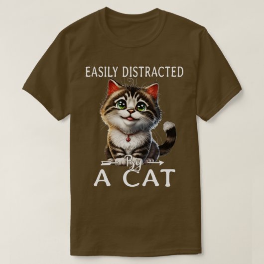 T-shirt Facilement distrait par les chats 5 (Design devant)