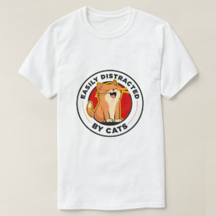 T-shirt Facilement Distrait Par Les Chats Drôle De Concept