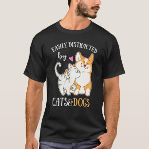 T-shirt Facilement Distrait Par Les Chats Et Chiens Corgi 