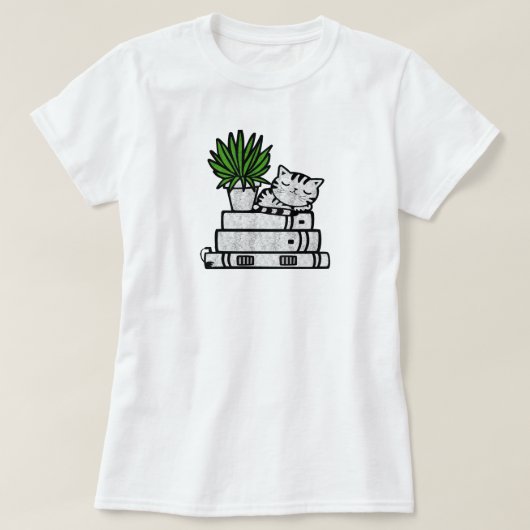 T-shirt Facilement distrait par les chats et les livres |  (Design devant)