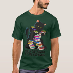 T-shirt Facilement distrait par les chats et les livres Da
