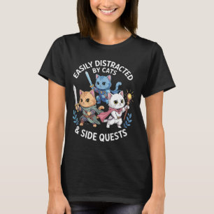 T-shirt Facilement distrait par les chats et les quêtes se