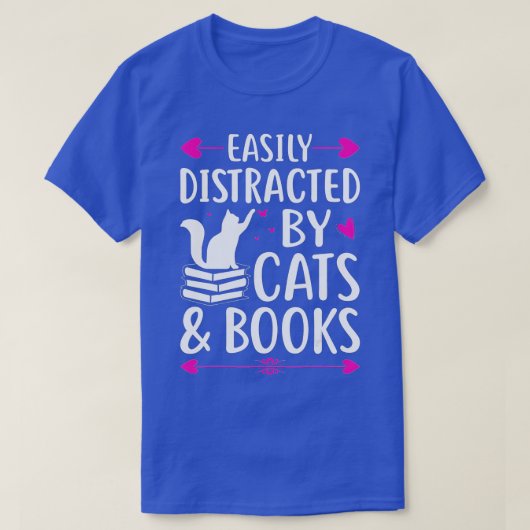 T-shirt Facilement Distrait Par Les Chats Et LivresCute Li (Design devant)