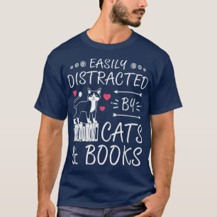 T-shirt Facilement distrait par les chats Livres femmes an
